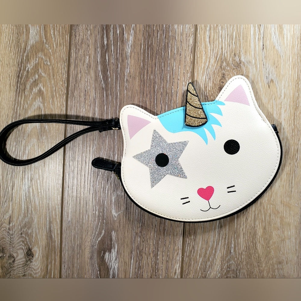 Charming Unicorn Cat Wristlet Purse- White, Black, Blue, Pink, Silver
